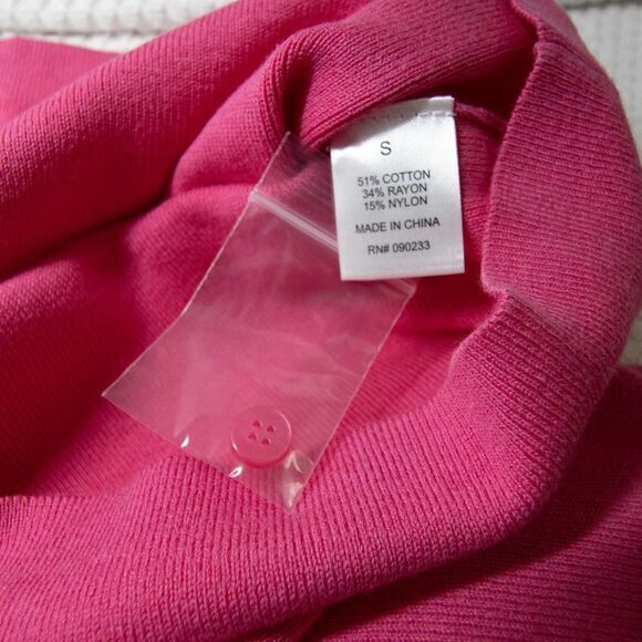 NWOT KENDALL + KYLIE button-front short-sleeve cotton blend sweater, Pink, Small - Picture 7 of 8